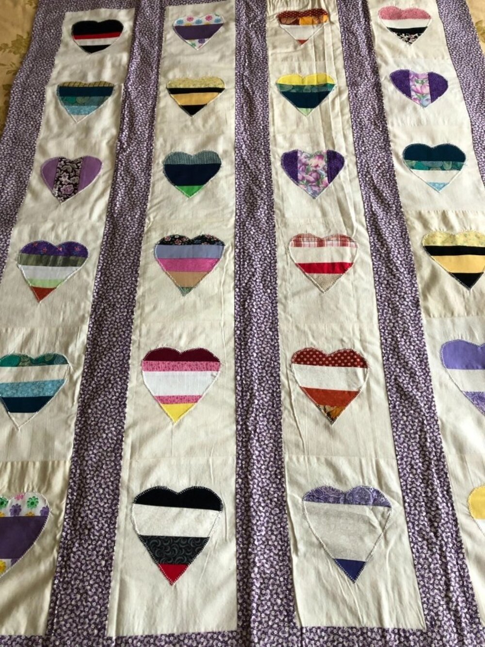 Handmade Machine Stitched Patchwork Blanket For BABY 53X38 Hearts Butterflies